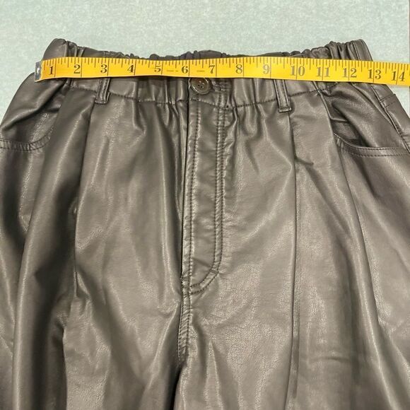 NEW Free People Faux Leather Black Buttons Fly Wide Leg Pants.Size S - Picture 16 of 16